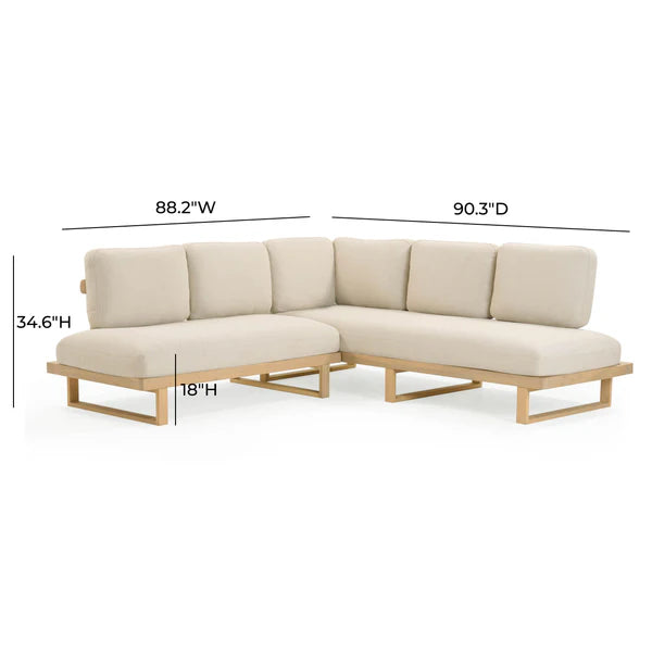 Evan Cream Outdoor L-Sectional | BeBoldFurniture