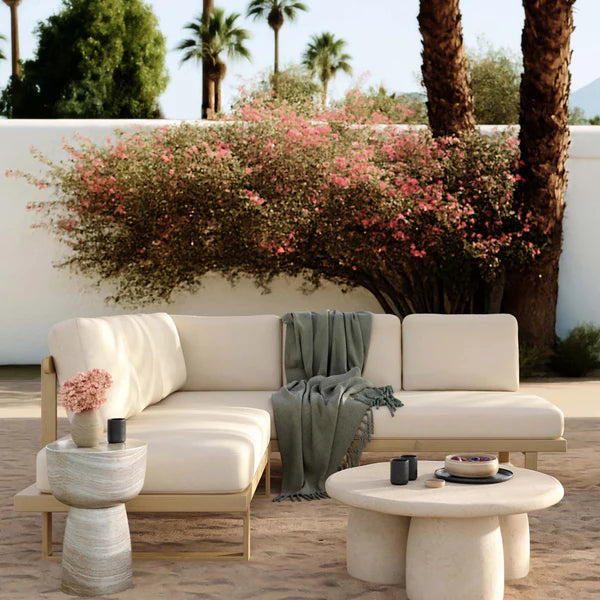Evan Cream Outdoor L-Sectional | BeBoldFurniture