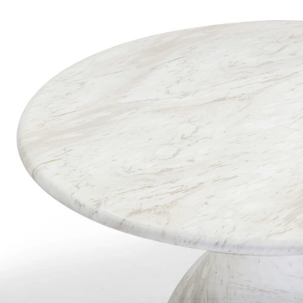 Smooch White Marble Print Indoor / Outdoor 47" Round Dining Table | BeBoldFurniture