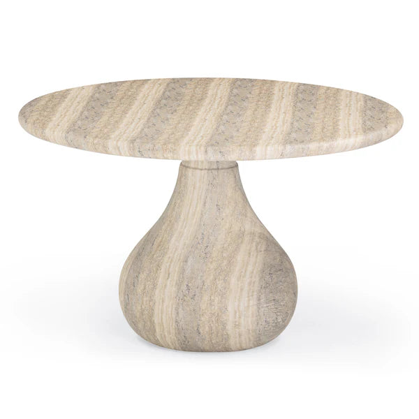 Smooch Faux Travertine Indoor / Outdoor 47" Round Dining Table | BeBoldFurniture
