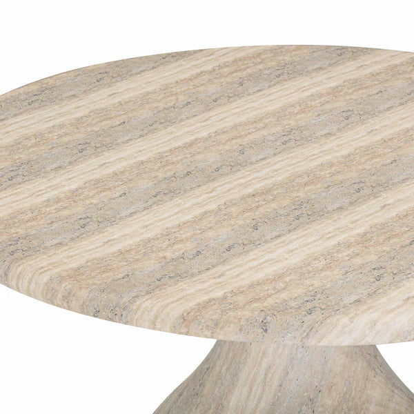Smooch Faux Travertine Indoor / Outdoor 47" Round Dining Table | BeBoldFurniture