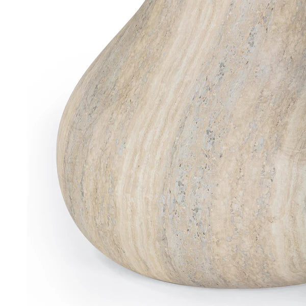 Smooch Faux Travertine Indoor / Outdoor 47" Round Dining Table | BeBoldFurniture