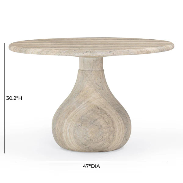 Smooch Faux Travertine Indoor / Outdoor 47" Round Dining Table | BeBoldFurniture