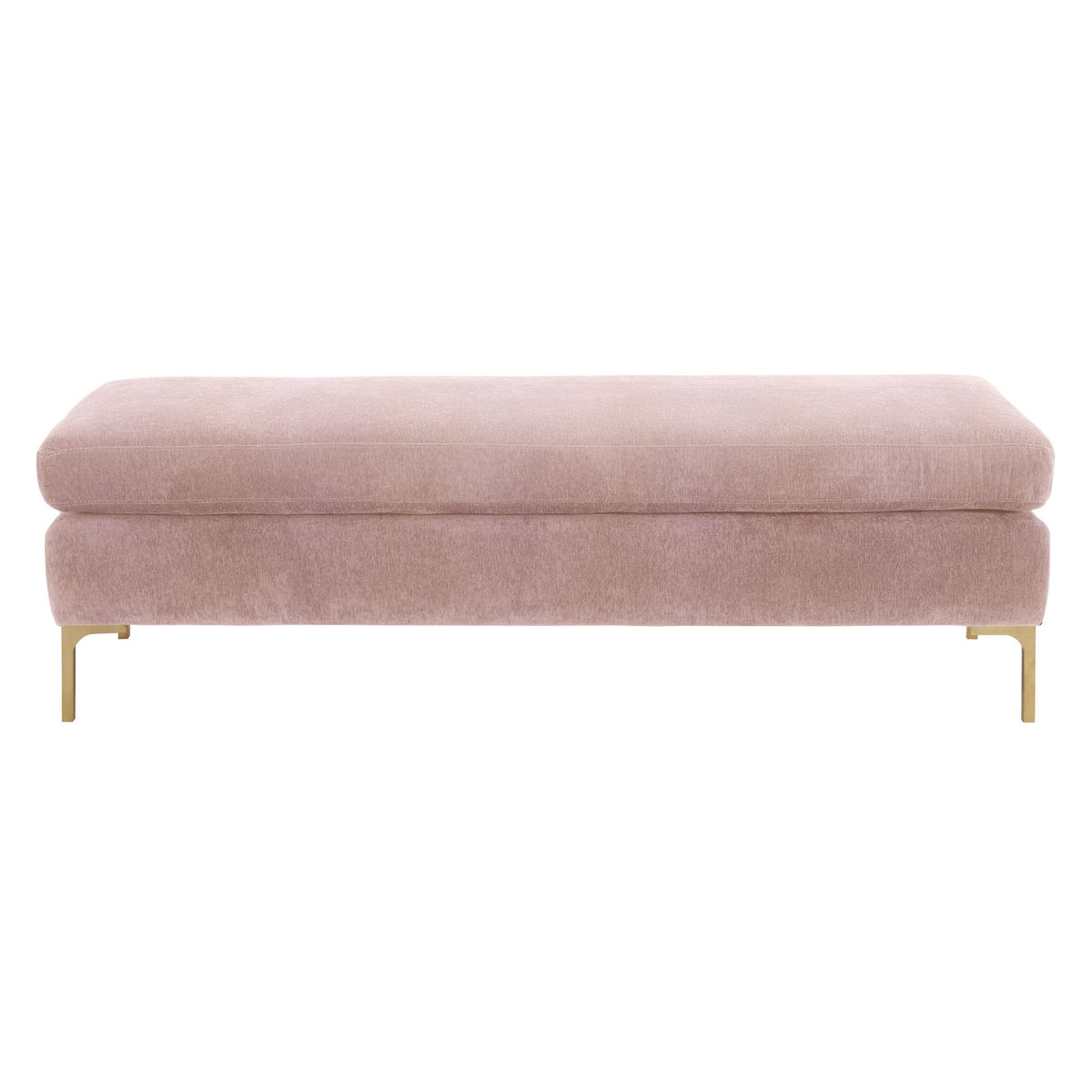 Delilah Blush Textured Velvet Bench | BeBoldFurniture