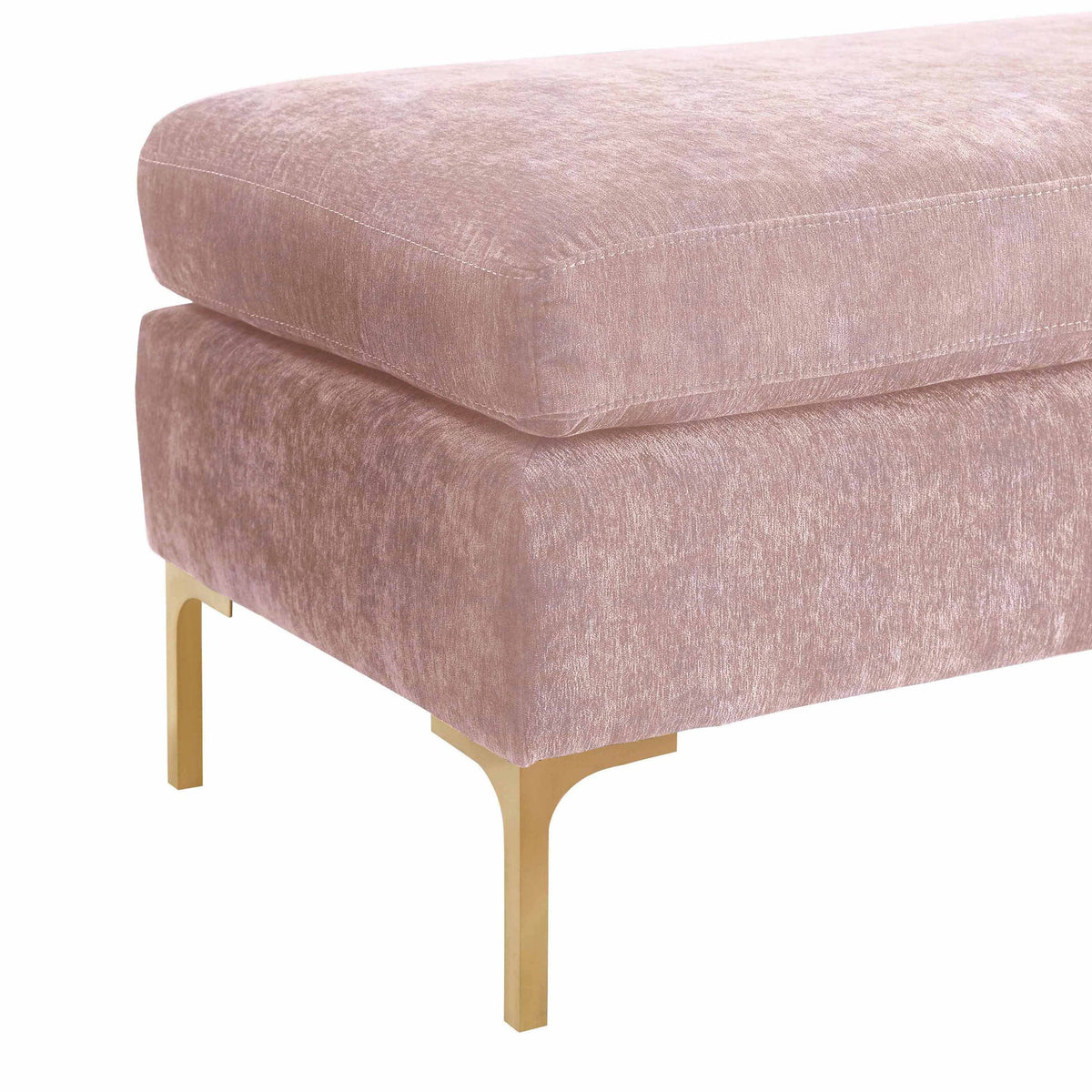 Delilah Blush Textured Velvet Bench | BeBoldFurniture
