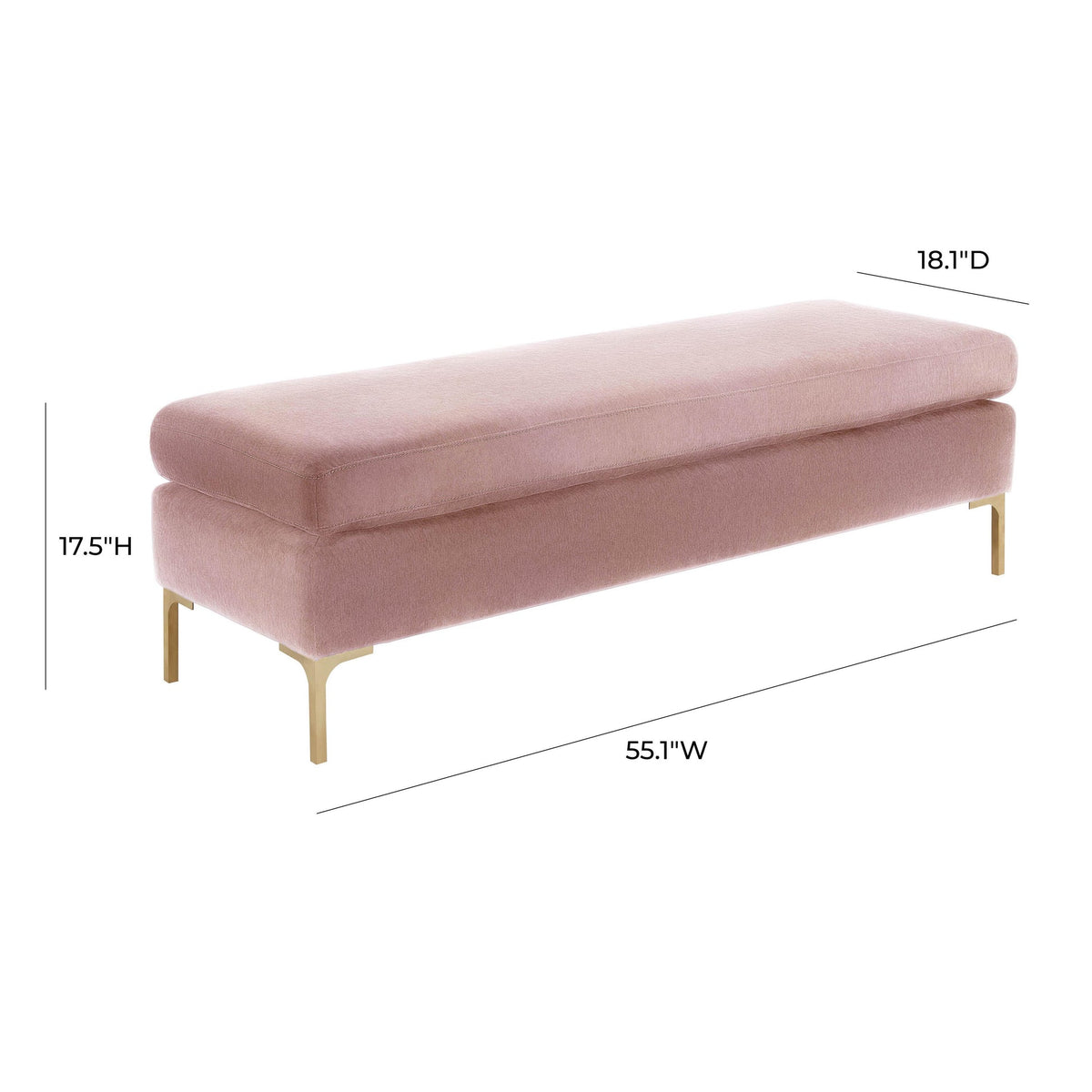 Delilah Blush Textured Velvet Bench | BeBoldFurniture