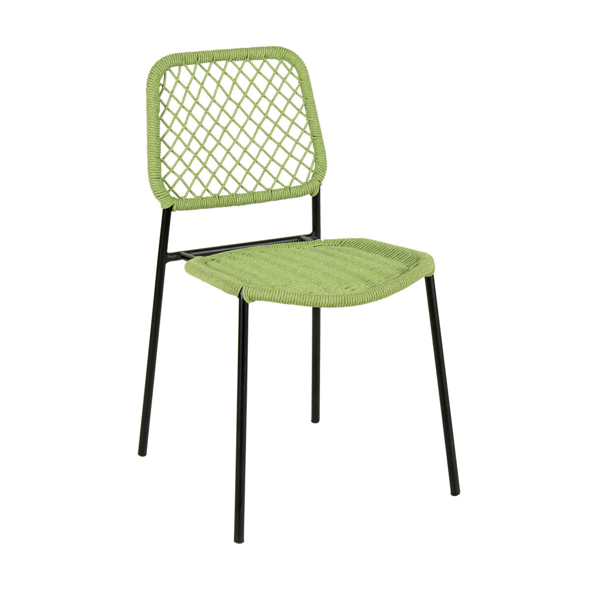 Lucy Green Dyed Cord Stackable Outdoor Dining Chair | BeBoldFurniture