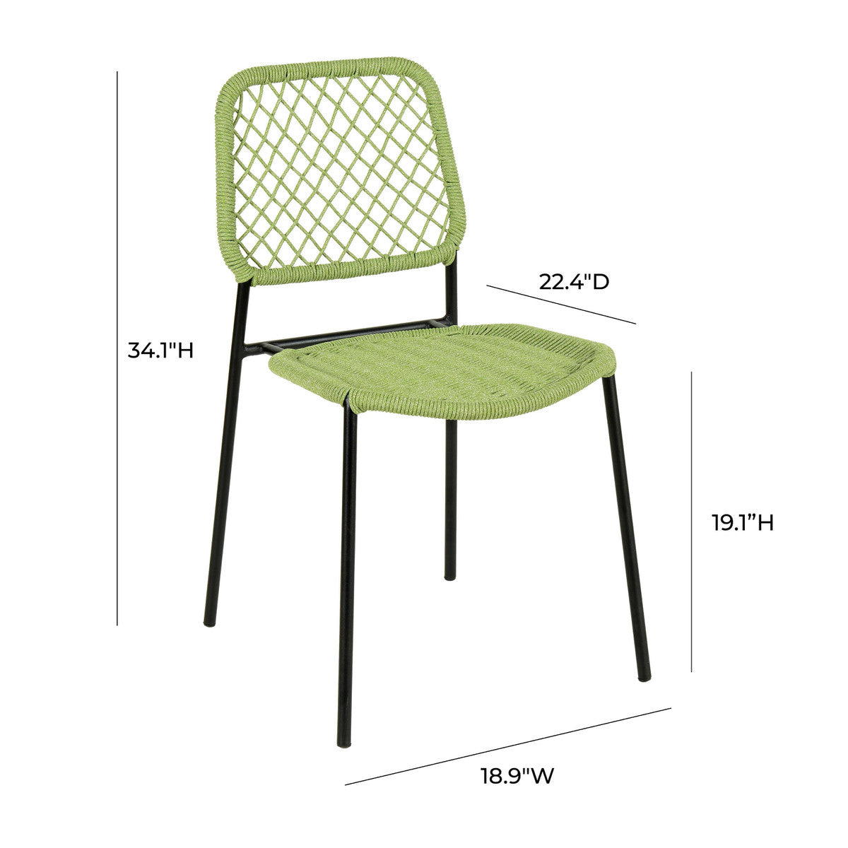 Lucy Green Dyed Cord Stackable Outdoor Dining Chair | BeBoldFurniture