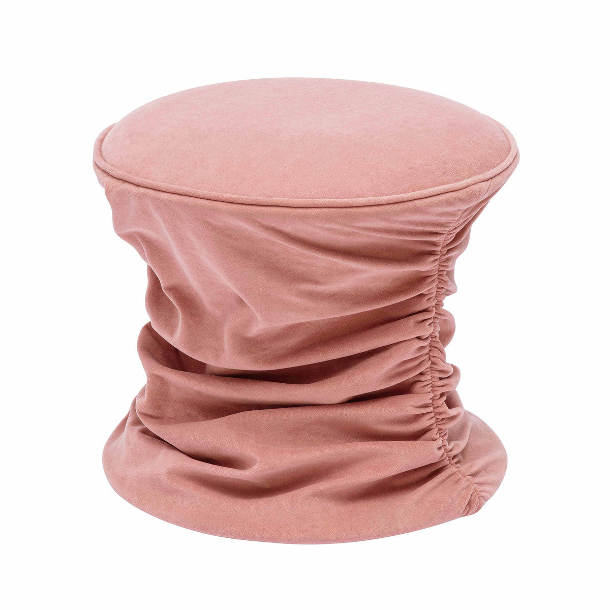 Bounce Rose Pink Ruched Velvet Adjustable Ottoman | BeBoldFurniture