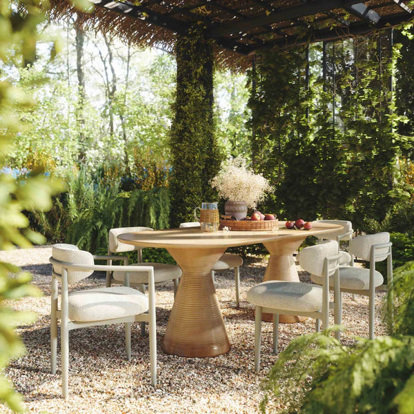 Annika Cream Textured Outdoor Dining Side Chair | BeBoldFurniture