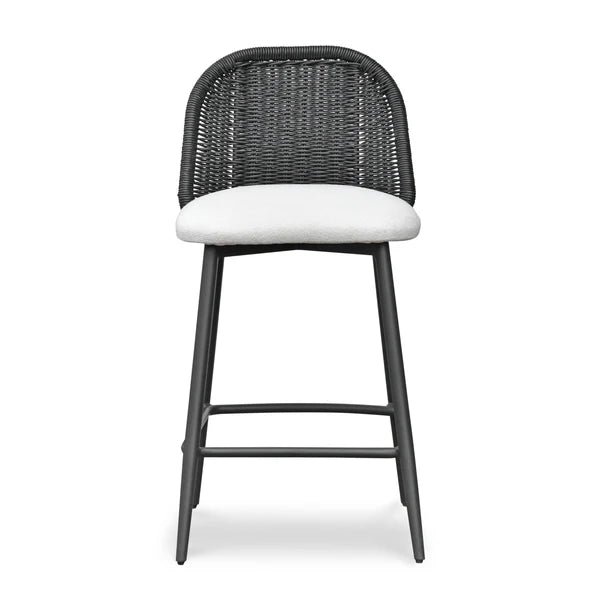 Alexa Black Rattan Performance Fabric Counter Stool | BeBoldFurniture