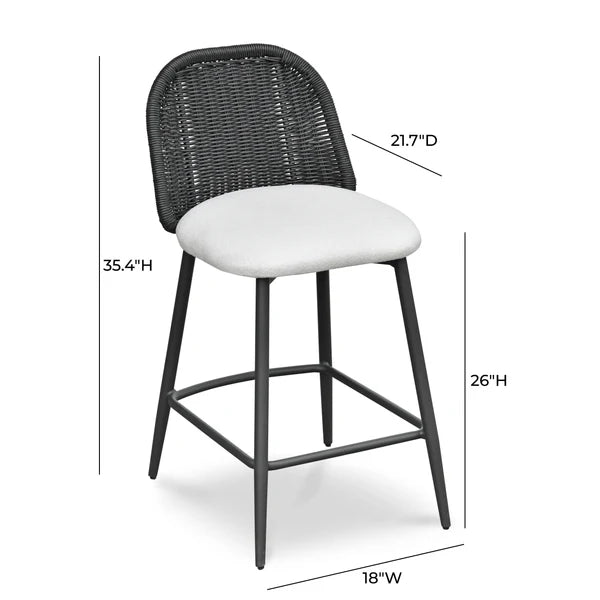 Alexa Black Rattan Performance Fabric Counter Stool | BeBoldFurniture