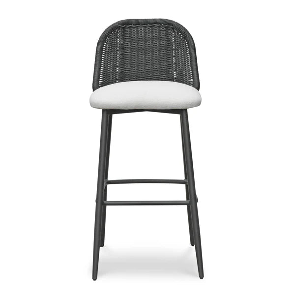 Alexa Black Rattan Performance Fabric Barstool | BeBoldFurniture