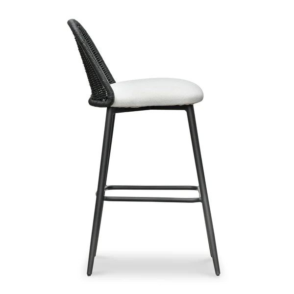 Alexa Black Rattan Performance Fabric Barstool | BeBoldFurniture