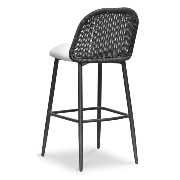 Alexa Black Rattan Performance Fabric Barstool | BeBoldFurniture