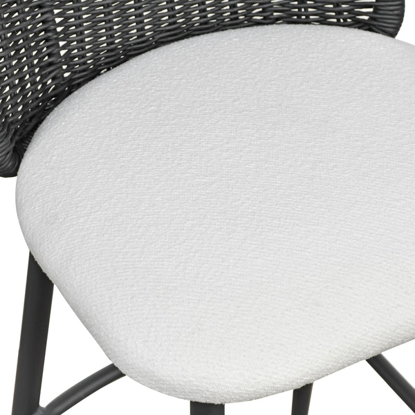 Alexa Black Rattan Performance Fabric Barstool | BeBoldFurniture