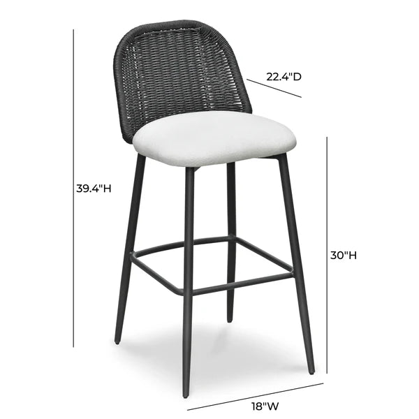 Alexa Black Rattan Performance Fabric Barstool | BeBoldFurniture