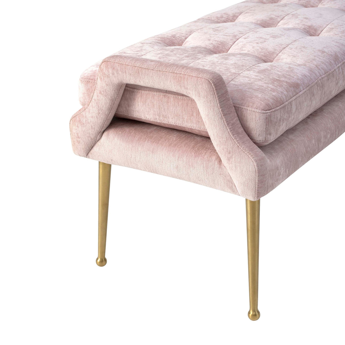 Eileen Slub Velvet Blush Bench | BeBoldFurniture