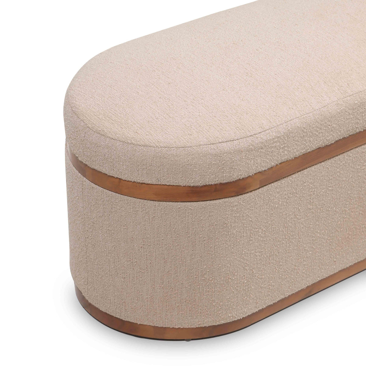 Olivier Ivory Boucle Oval Storage Ottoman | BeBoldFurniture