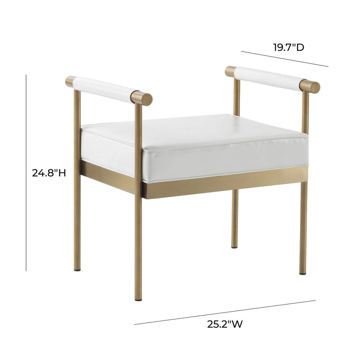 Diva White Vegan Leather Bench | BeBoldFurniture