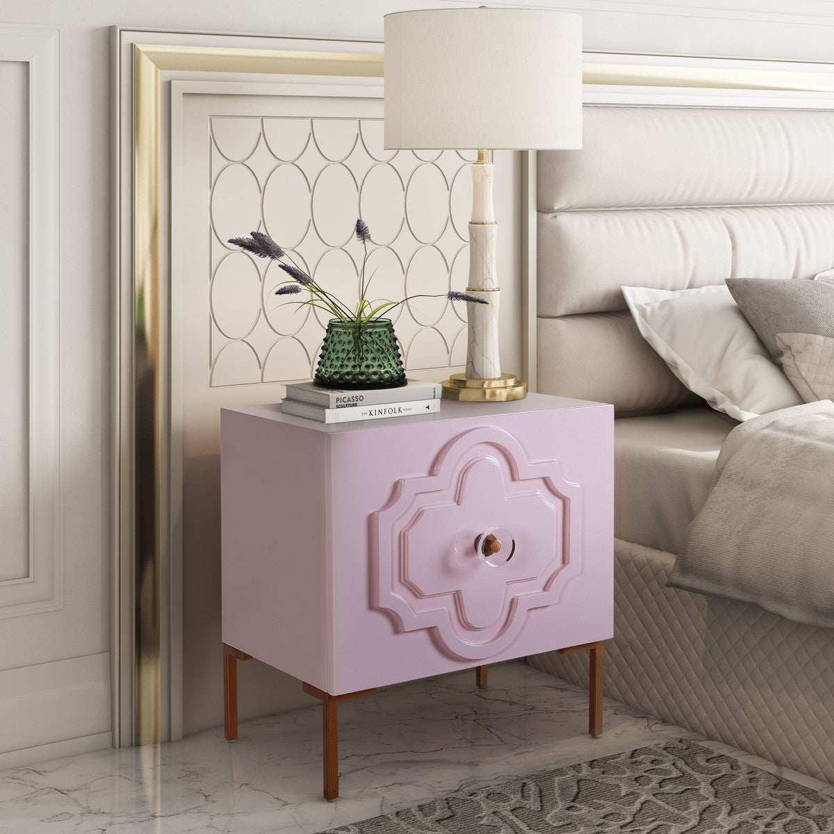 Anna Pink Lacquer Side Table In Houston | BeBoldFurniture 