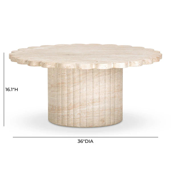 Blossom Washed Travertine Finish Indoor/Outdoor Coffee Table | BeBoldFurniture