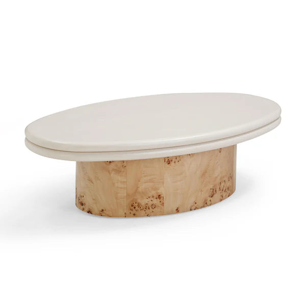 Tanner Natural Burl and Cream Ash Coffee Table | BeBoldFurniture