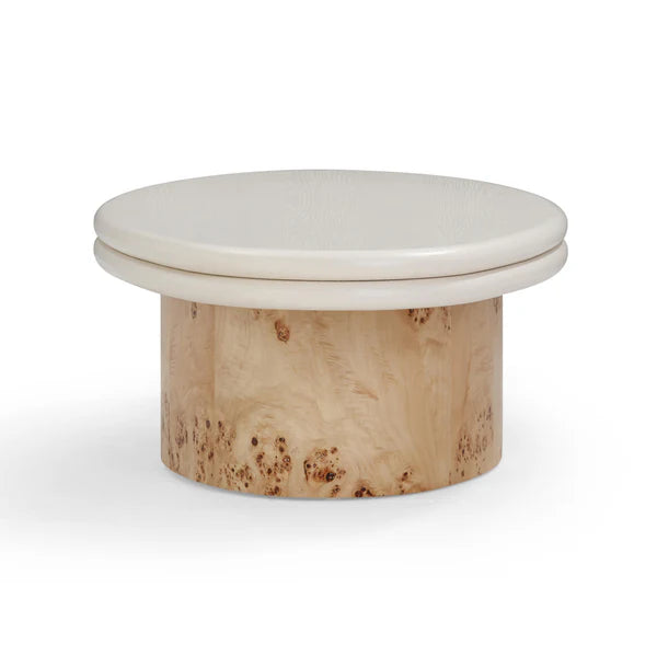 Tanner Natural Burl and Cream Ash Coffee Table | BeBoldFurniture