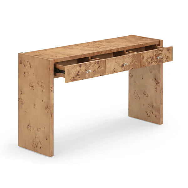 Brandyss Honey Burl Console Table | BeBoldFurniture
