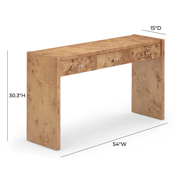 Brandyss Honey Burl Console Table | BeBoldFurniture
