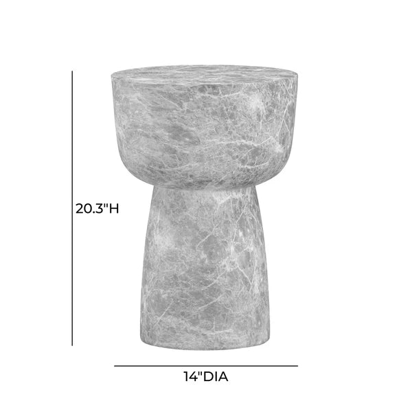 Charra Grey Faux Marble Indoor/Outdoor Side Table | BeBoldFurniture