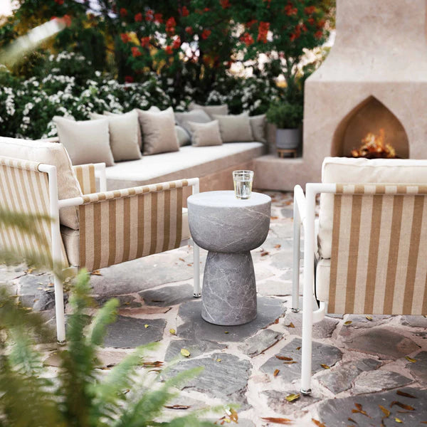 Charra Grey Faux Marble Indoor/Outdoor Side Table | BeBoldFurniture