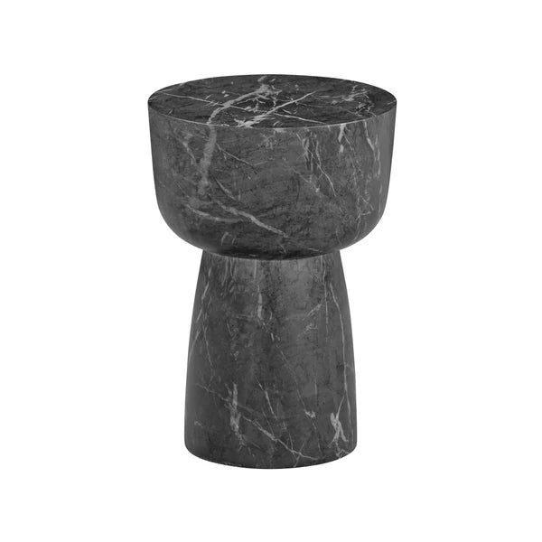 Charra Black Faux Marble Indoor/Outdoor Side Table | BeBoldFurniture