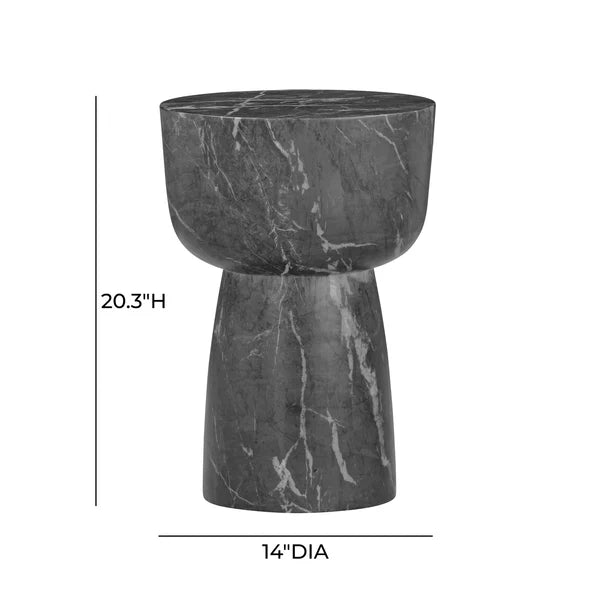 Charra Black Faux Marble Indoor/Outdoor Side Table | BeBoldFurniture