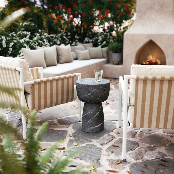 Charra Black Faux Marble Indoor/Outdoor Side Table | BeBoldFurniture
