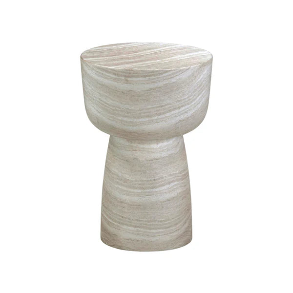 Charra Travertine Faux Marble Indoor/Outdoor Side Table | BeBoldFurniture
