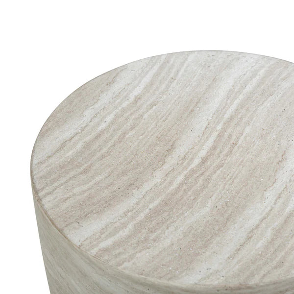 Charra Travertine Faux Marble Indoor/Outdoor Side Table | BeBoldFurniture