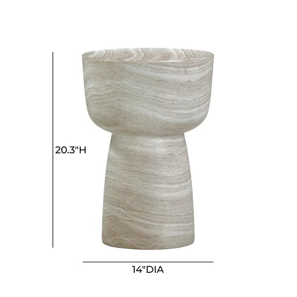 Charra Travertine Faux Marble Indoor/Outdoor Side Table | BeBoldFurniture