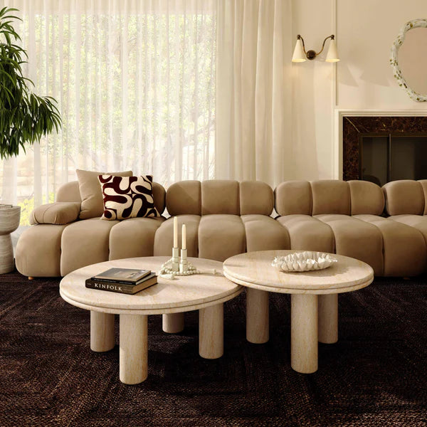 Amora Faux Travertine Indoor/Outdoor Nesting Accent Tables | BeBoldFurniture
