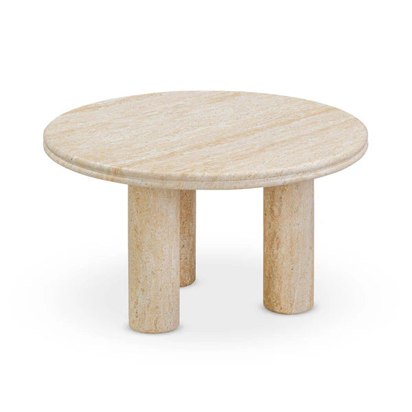 Amora Faux Travertine Indoor/Outdoor 26" Round Accent Table | BeBoldFurniture