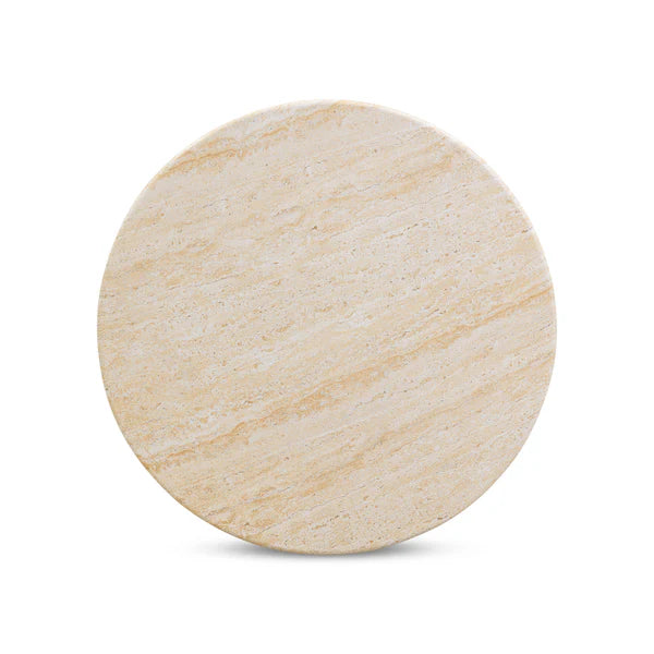 Amora Faux Travertine Indoor/Outdoor 26" Round Accent Table | BeBoldFurniture