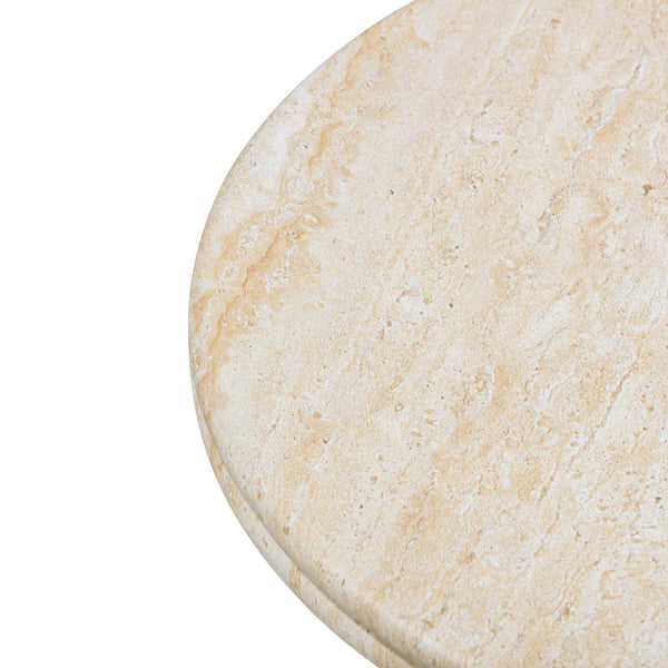 Amora Faux Travertine Indoor/Outdoor 32" Round Accent Table | BeBoldFurniture