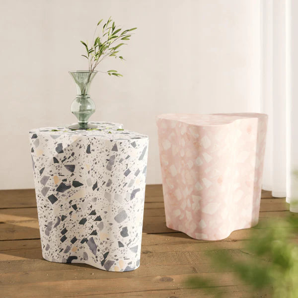 Slab Black & White Riverbed Terrazzo Side Table | BeBoldFurniture