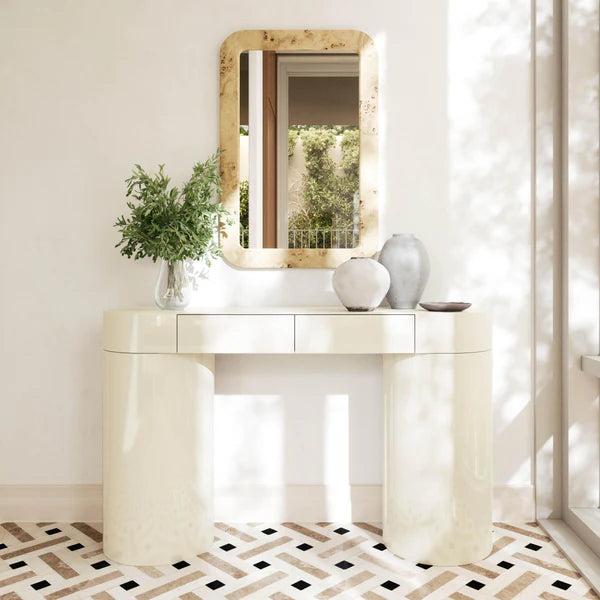 Mira Cream High Gloss Console Table | BeBoldFurniture