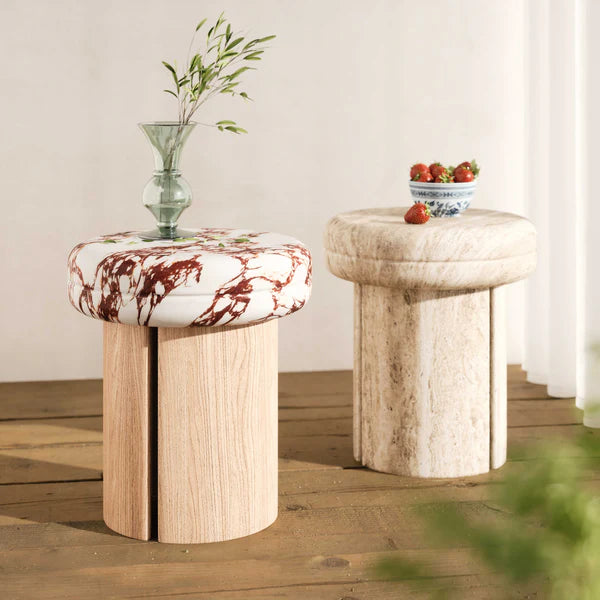 Sheila Wood and Breccia Capraia Textured Concrete Side Table | BeBoldFurniture
