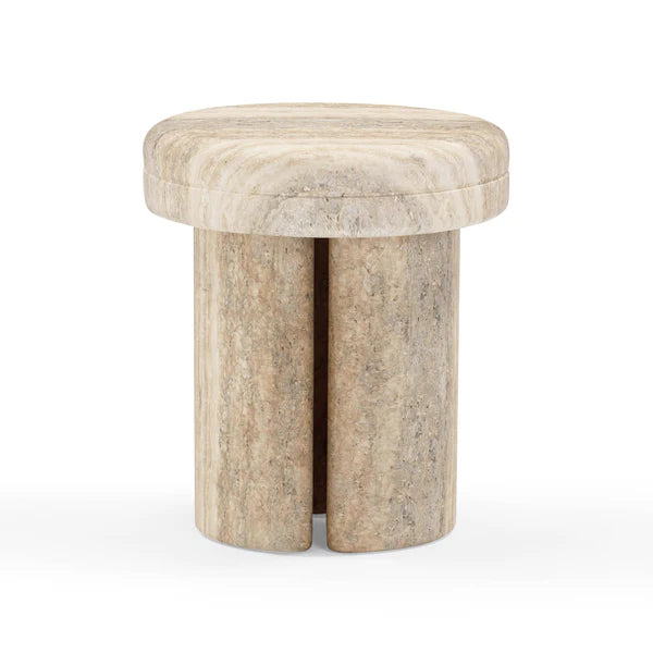 Sheila Travertine Textured Concrete Side Table | BeBoldFurniture