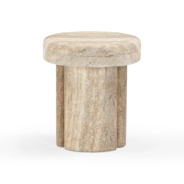 Sheila Travertine Textured Concrete Side Table | BeBoldFurniture
