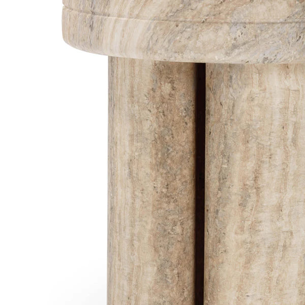 Sheila Travertine Textured Concrete Side Table | BeBoldFurniture
