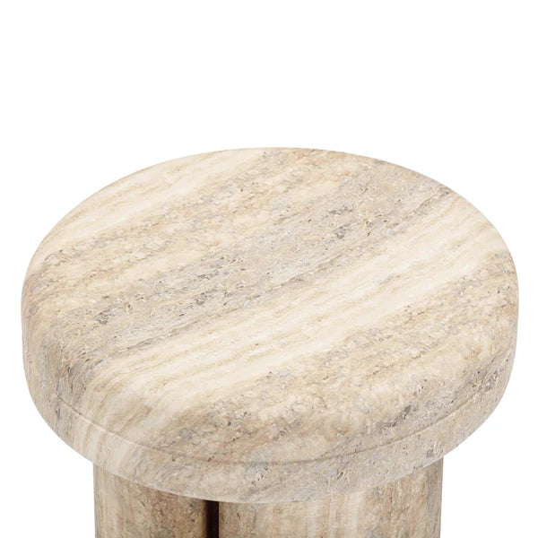 Sheila Travertine Textured Concrete Side Table | BeBoldFurniture