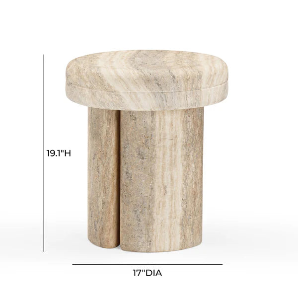 Sheila Travertine Textured Concrete Side Table | BeBoldFurniture